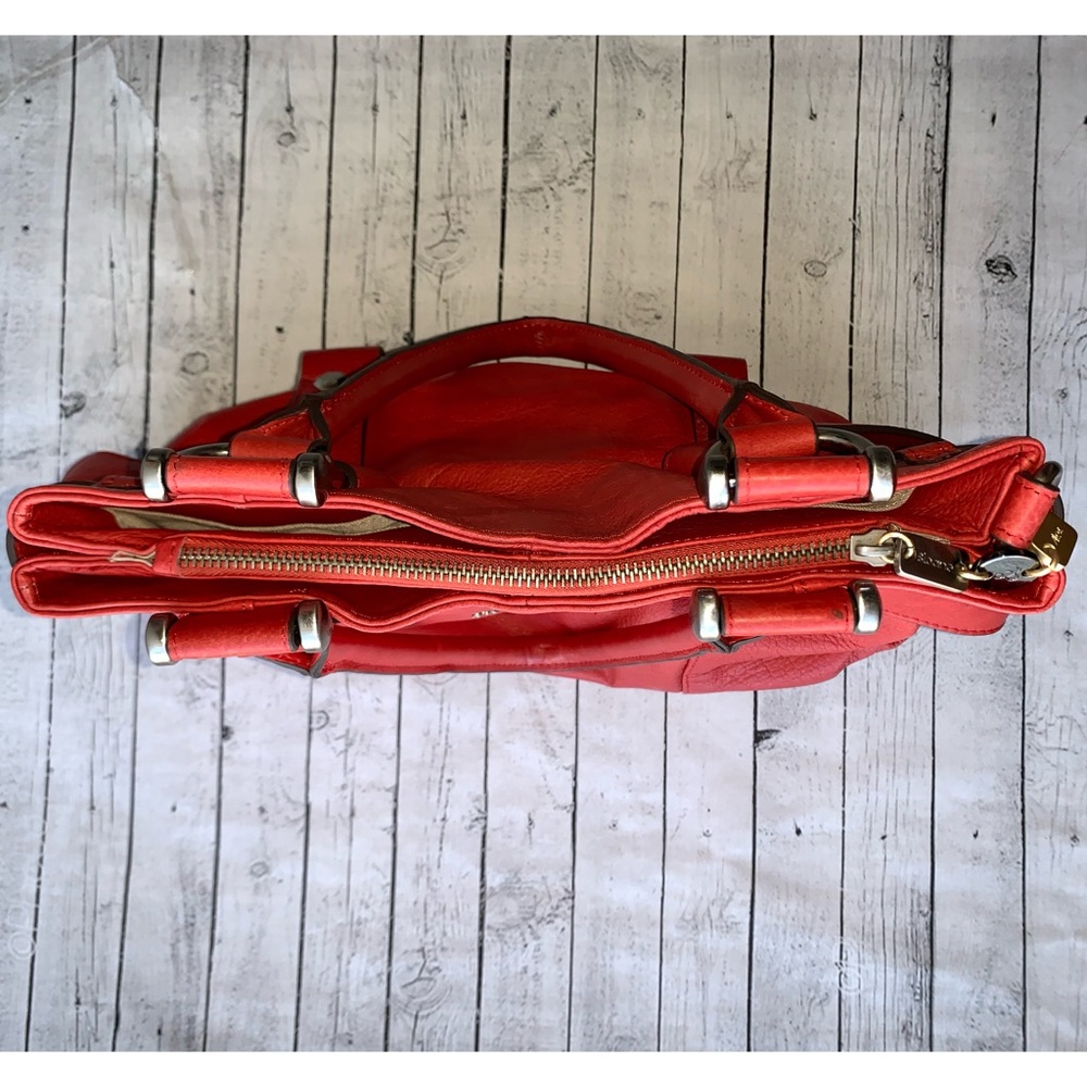 Sloane & Alex Bag Ruby Red Leather Tote Handbag - Picture 4 of 7
